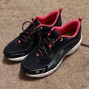 Ryka Black Walking Sneakers with Pink Lining